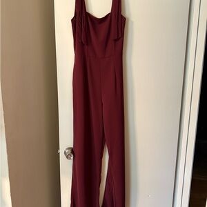 Francesca's Collections Red Jumpsuit with Fitted Bodice